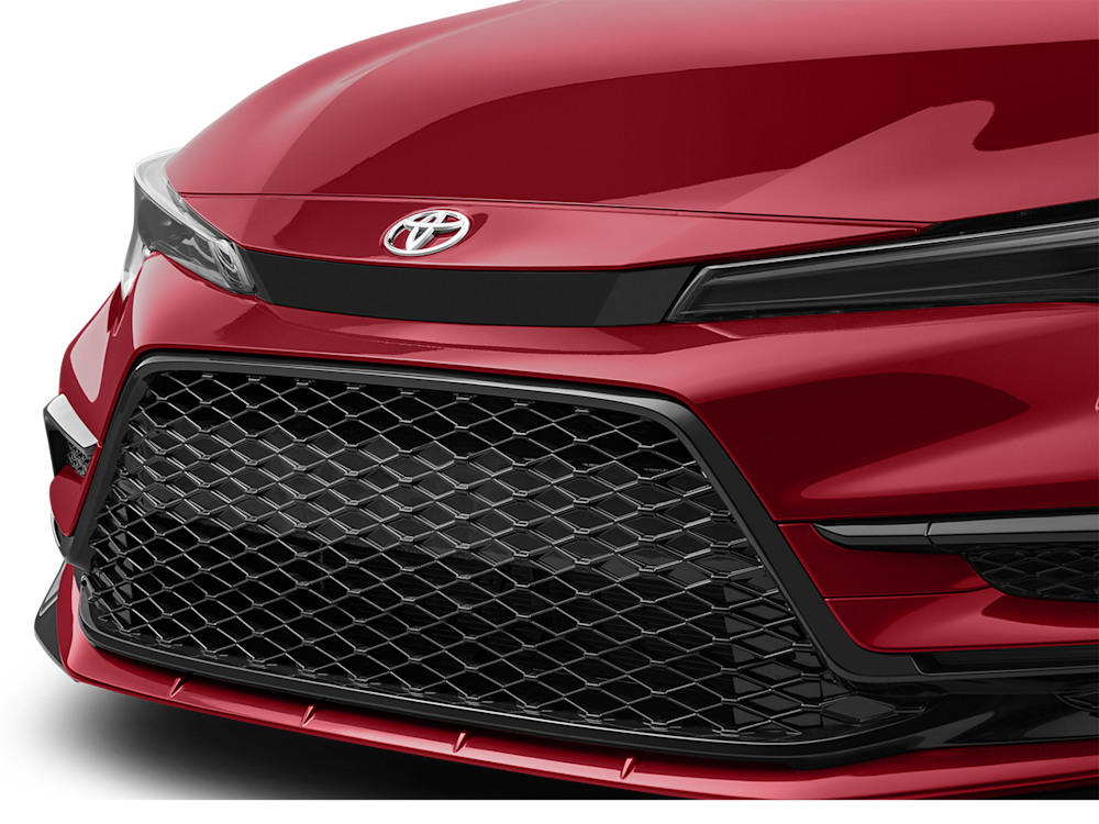 Red Toyota Corolla front grill