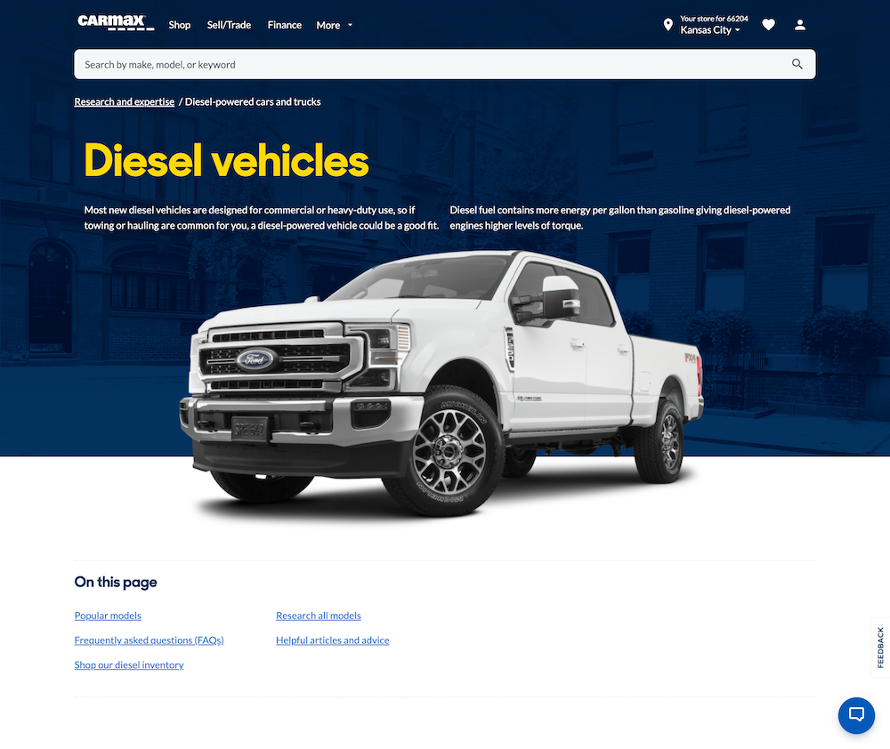 Research popular diesel-powered vehicles | CarMax
