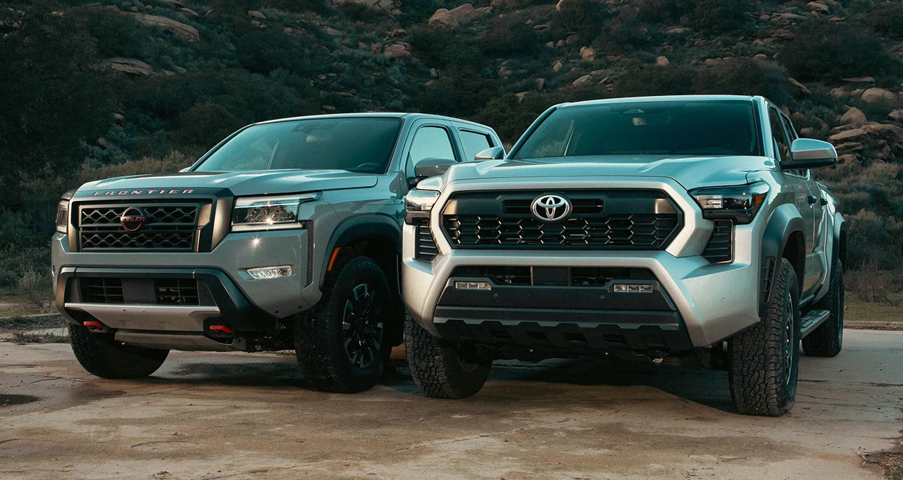 Toyota Tacoma Nissan Frontier side by side front exterior