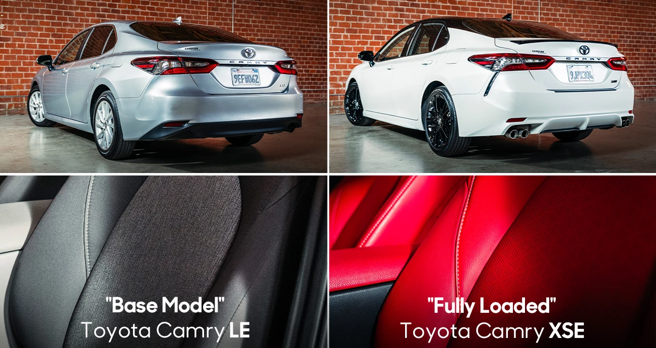 Side by side:  Toyota Camry LE and Toyota Camry XSE