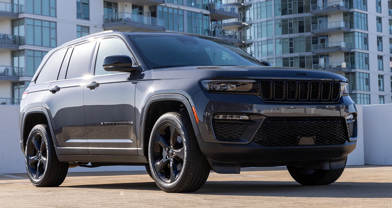 Jeep Grand Cherokee parked on rooftop