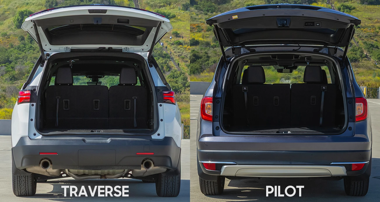 Honda Pilot and Chevrolet Traverse side by side Passenger-Cargo