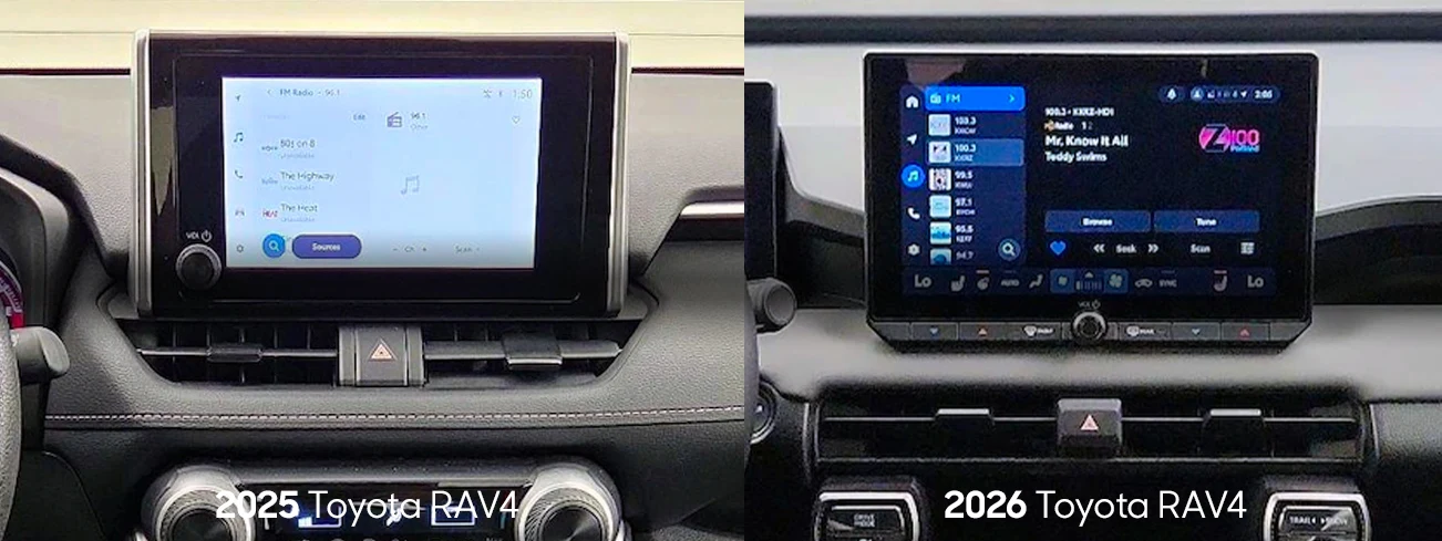 2025 Toyota RAV4 Infotainment screen side by side 2026 Toyota RAV4