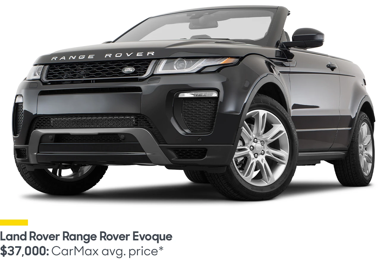 Black Land Rover Rnage Rover Evoque: CarMax average price $37,000