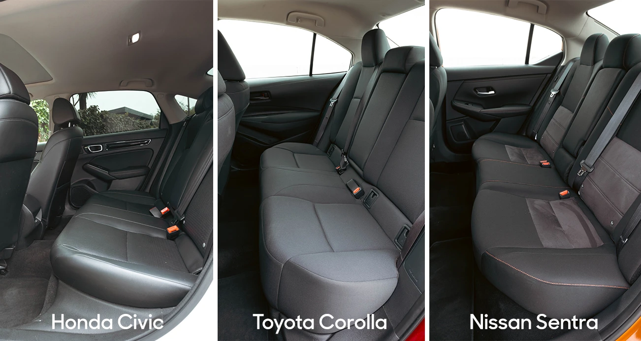 Honda Civic, Toyota Corolla Nissan Sentra seats 