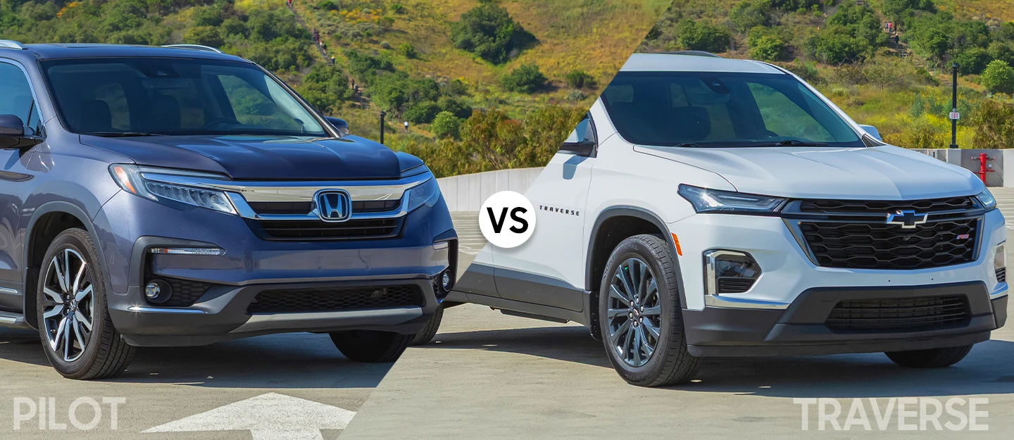 Chevrolet Traverse vs Honda Pilot Hero side-by-side exterior