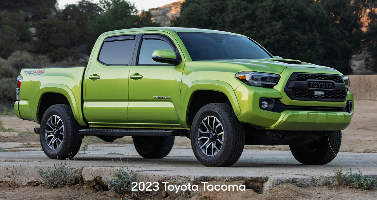 2023 Green Toyota Tacoma front profile 