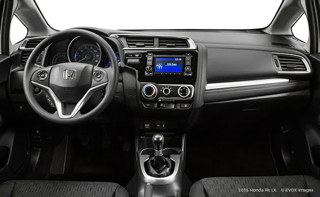 Which to Buy: Honda Fit vs. Kia Soul - 2015 Honda Fit LX Interior | CarMax