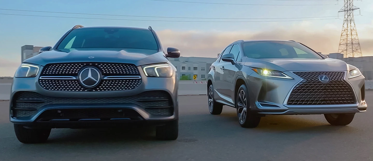 Mercedes-Benz GLE and Lexus RX shown side by side