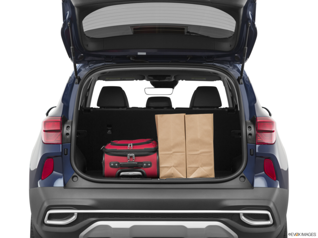 2021 kia seltos cargo area with stuff