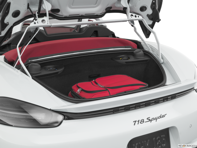 2021 porsche 718-spyder cargo area with stuff