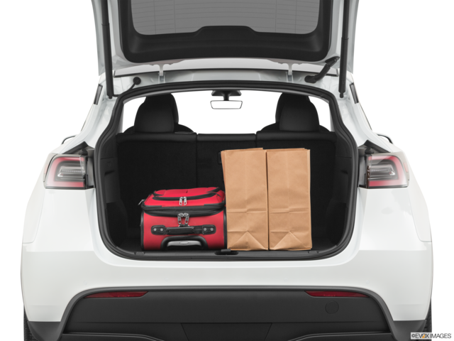 2021 tesla model-y cargo area with stuff