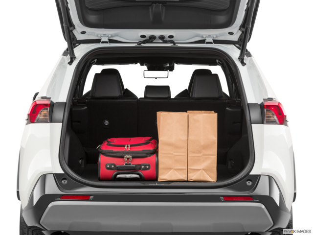 2021 toyota rav4-hybrid cargo area with stuff