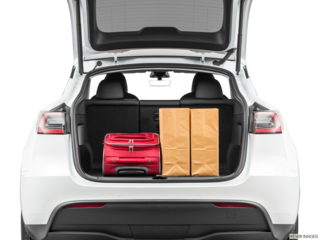 2022 tesla model-y cargo area with stuff