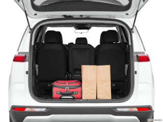 2023 kia carnival cargo area with stuff