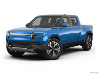 2023 rivian r1t angled front